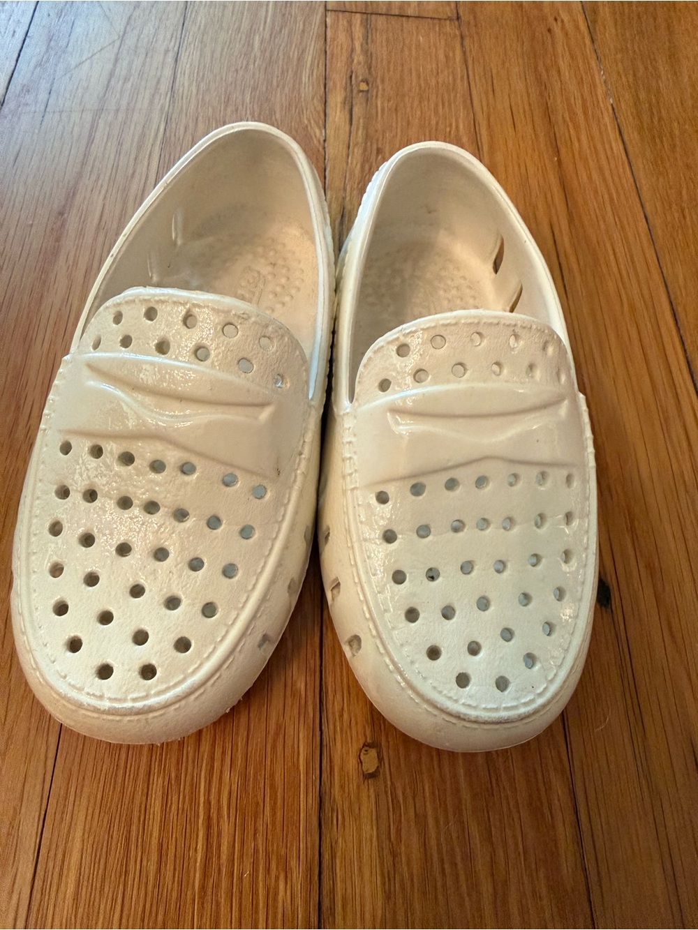 Kids White Perforated Slip-On Dress Loafers